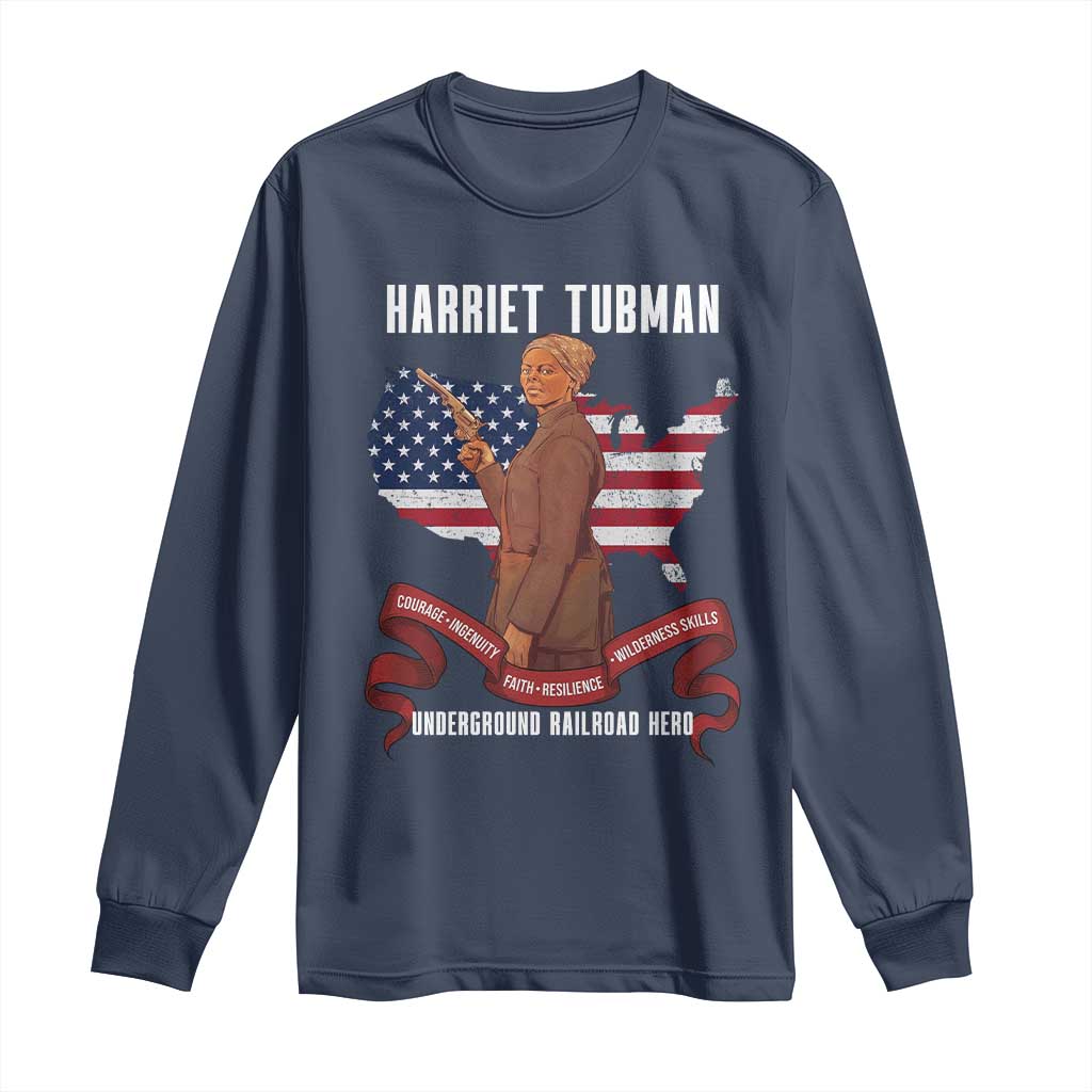 Harriet Tubman Patriotic Long Sleeve Shirt Strong Black Women Pride