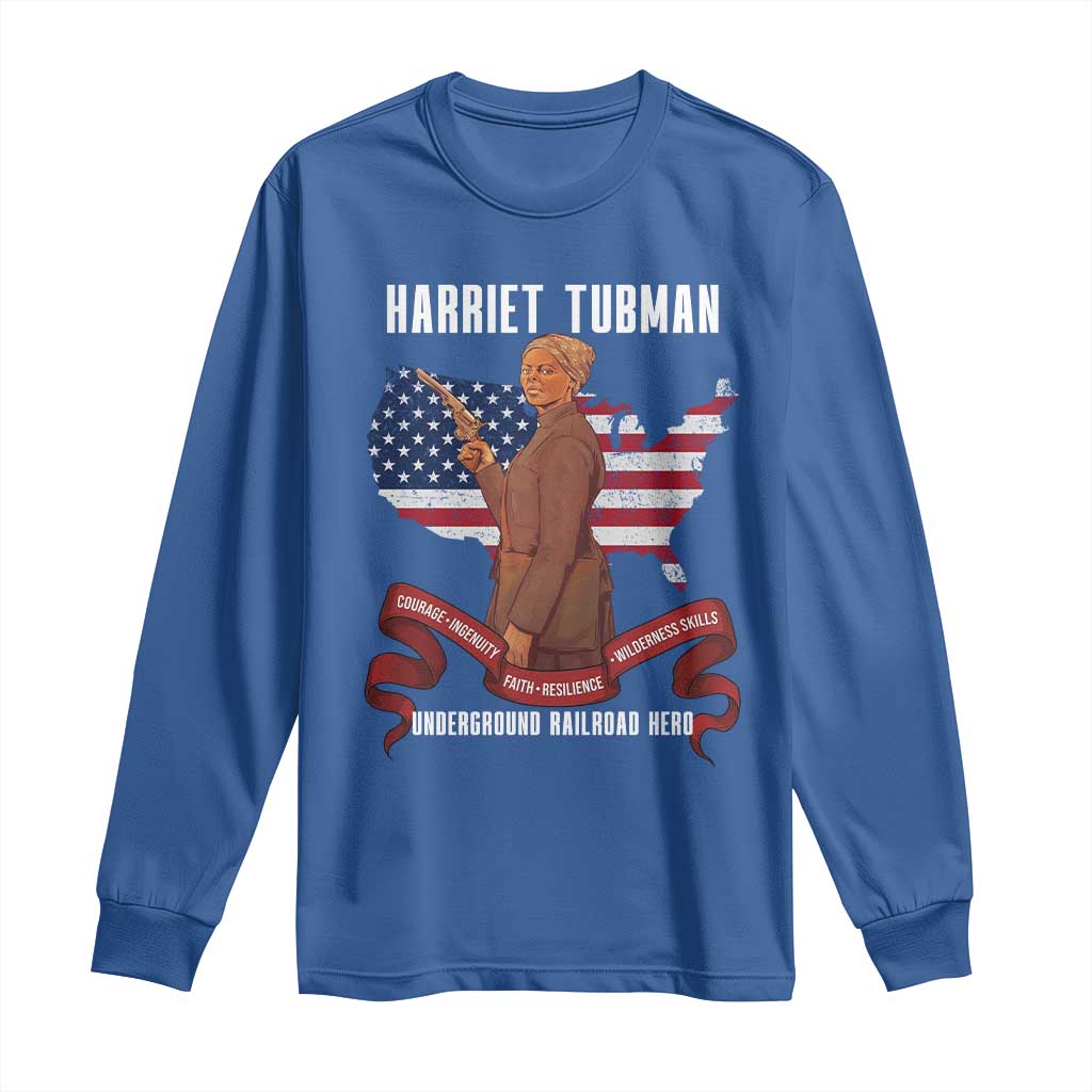 Harriet Tubman Patriotic Long Sleeve Shirt Strong Black Women Pride