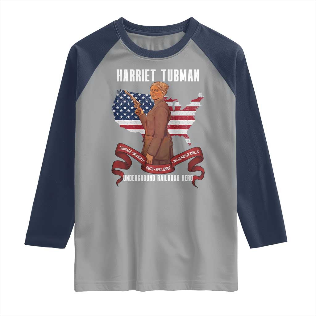 Harriet Tubman Patriotic Raglan Shirt Strong Black Women Pride