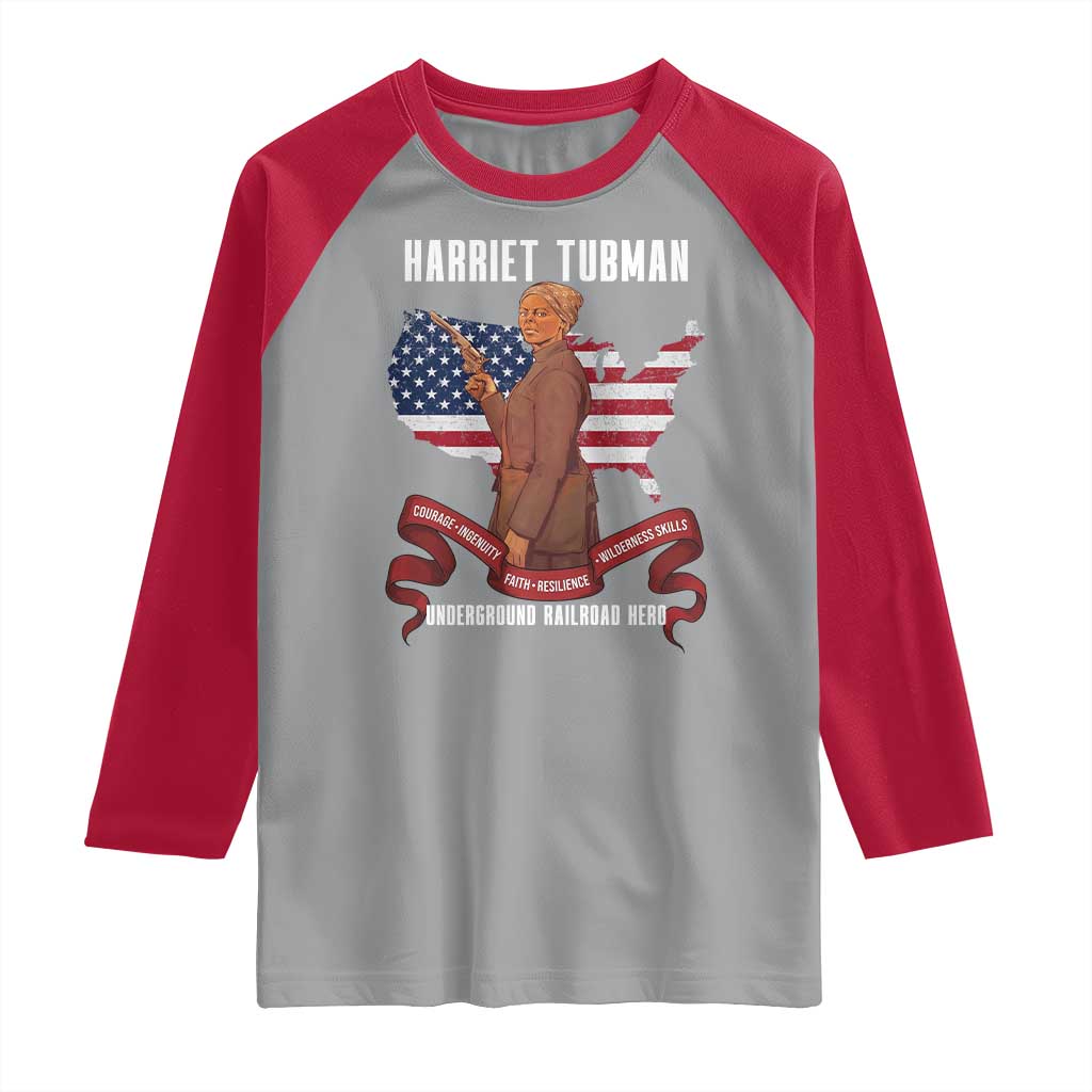 Harriet Tubman Patriotic Raglan Shirt Strong Black Women Pride