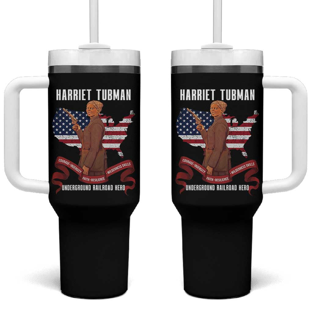 Harriet Tubman Patriotic Tumbler With Handle Strong Black Women Pride