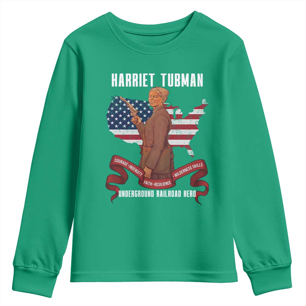Harriet Tubman Patriotic Youth Sweatshirt Strong Black Women Pride
