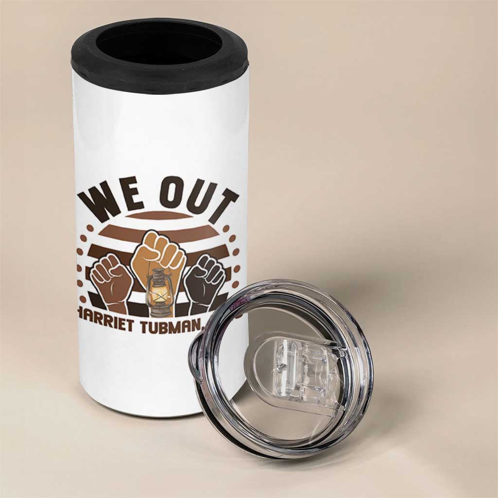 Harriet Tubman We Out 1849 4 in 1 Can Cooler Tumbler Vintage Sunset Black American Hero