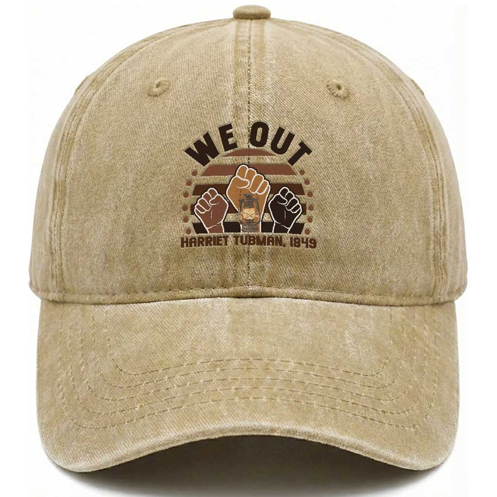 Harriet Tubman We Out 1849 Washed Cotton Baseball Cap Vintage Sunset Black American Hero