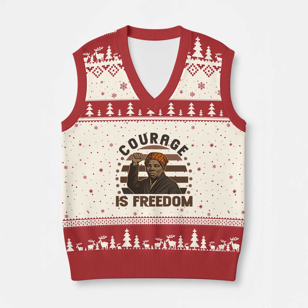 Harriet Tubman Legacy V-Neck Knit Sweater Vest Courage Is Freedom
