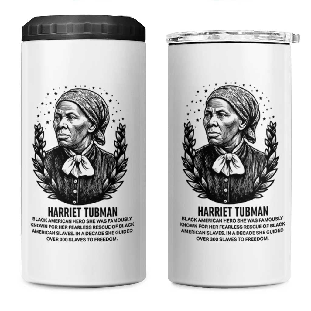 American Hero Harriet Tubman 4 in 1 Can Cooler Tumbler Black History Leader Gift - Wonder Print Shop