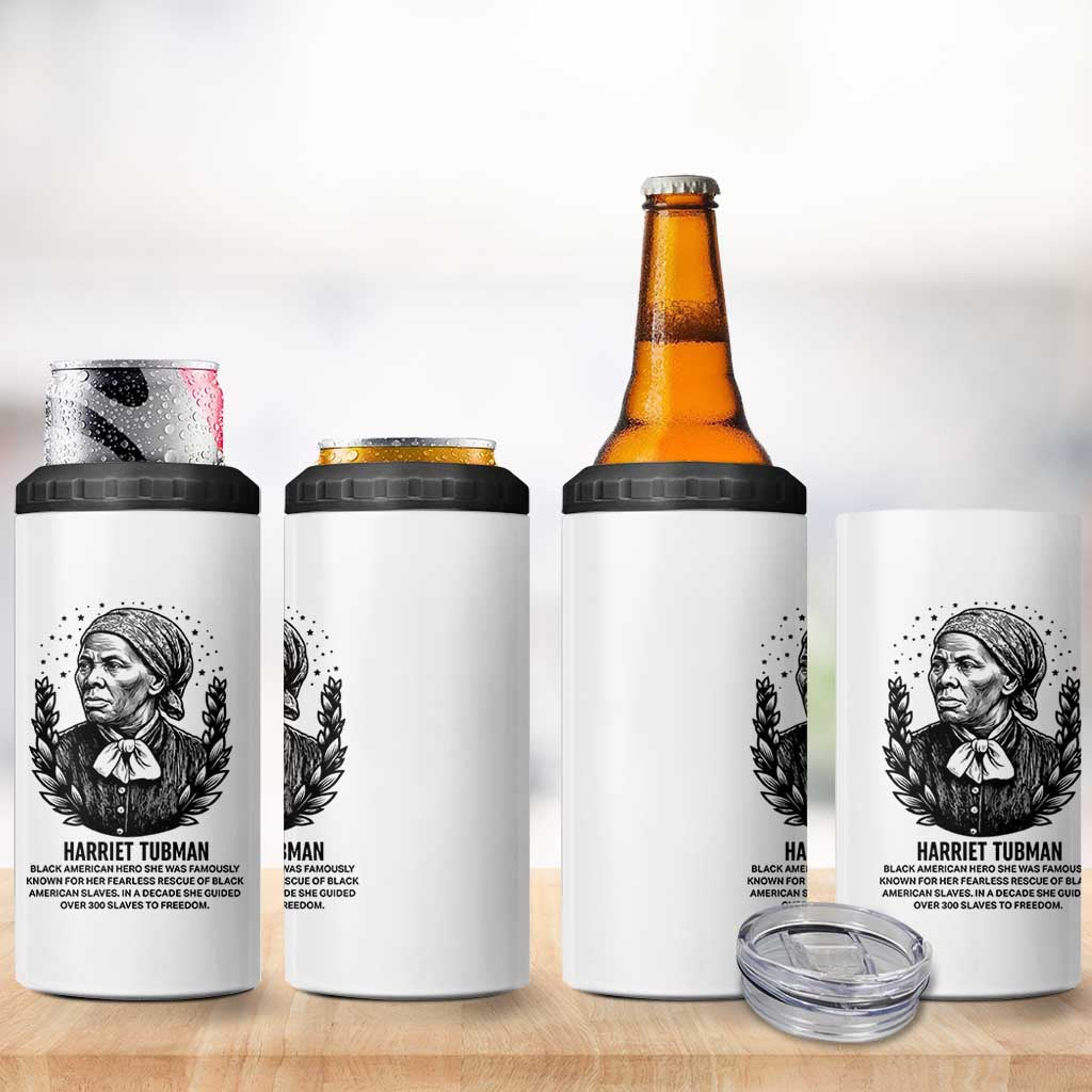 American Hero Harriet Tubman 4 in 1 Can Cooler Tumbler Black History Leader Gift - Wonder Print Shop