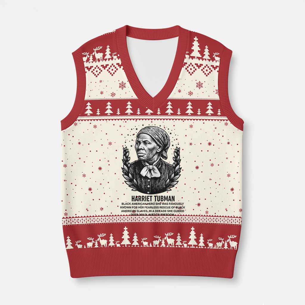 American Hero Harriet Tubman V-Neck Knit Sweater Vest Black History Leader Gift - Wonder Print Shop