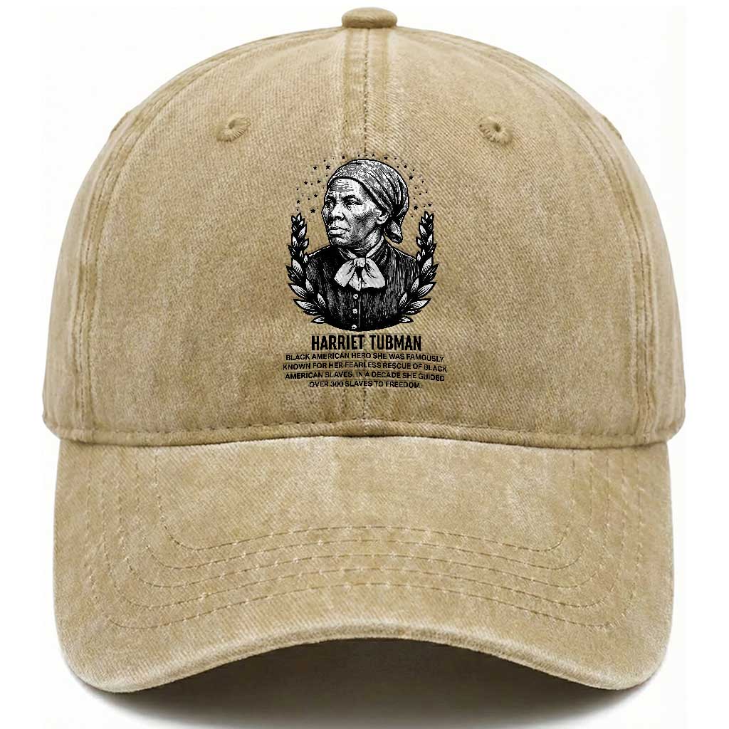 American Hero Harriet Tubman Washed Cotton Baseball Cap Black History Leader Gift
