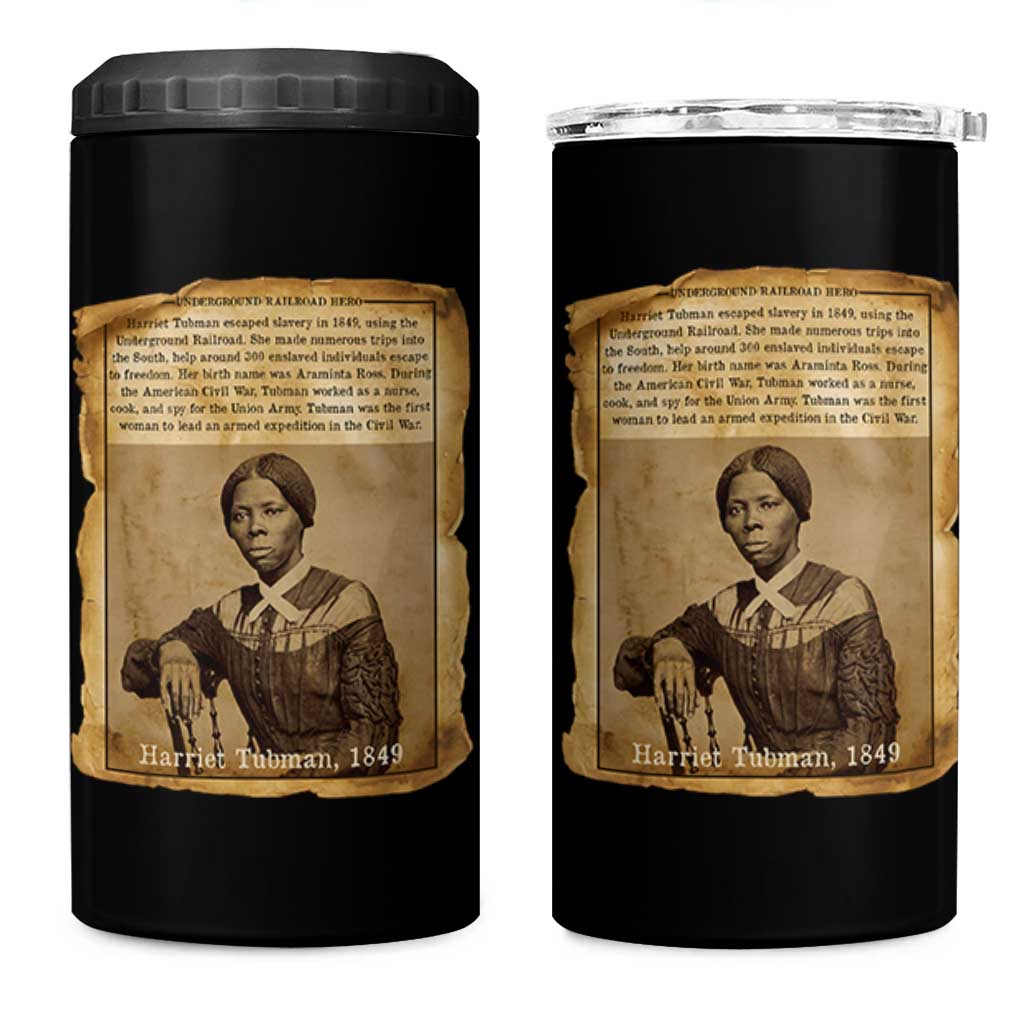 Harriet Tubman Tribute 4 in 1 Can Cooler Tumbler Civil Rights Leader Black History Gift - Wonder Print Shop