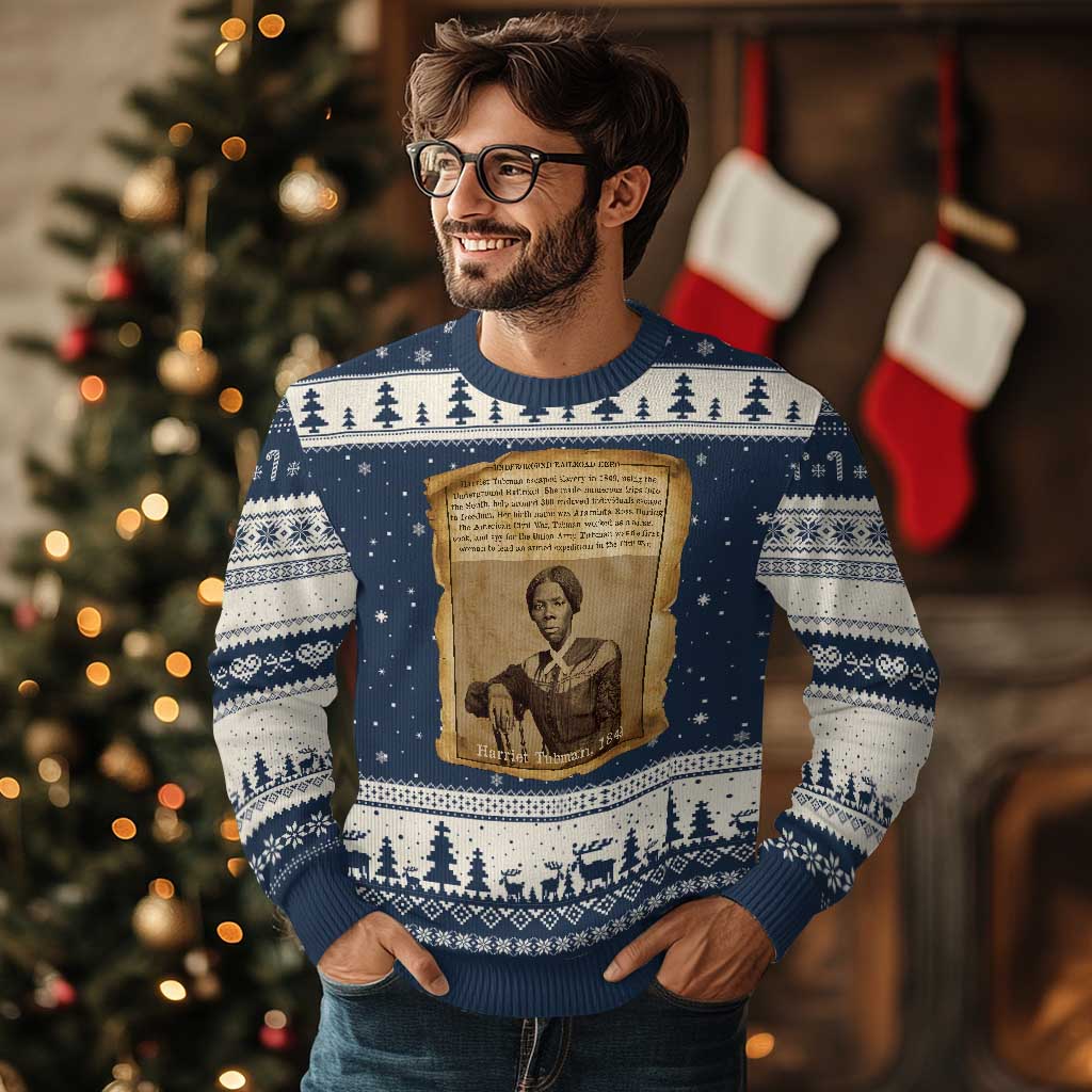 Harriet Tubman Tribute Ugly Christmas Sweater Civil Rights Leader Black History Gift - Wonder Print Shop