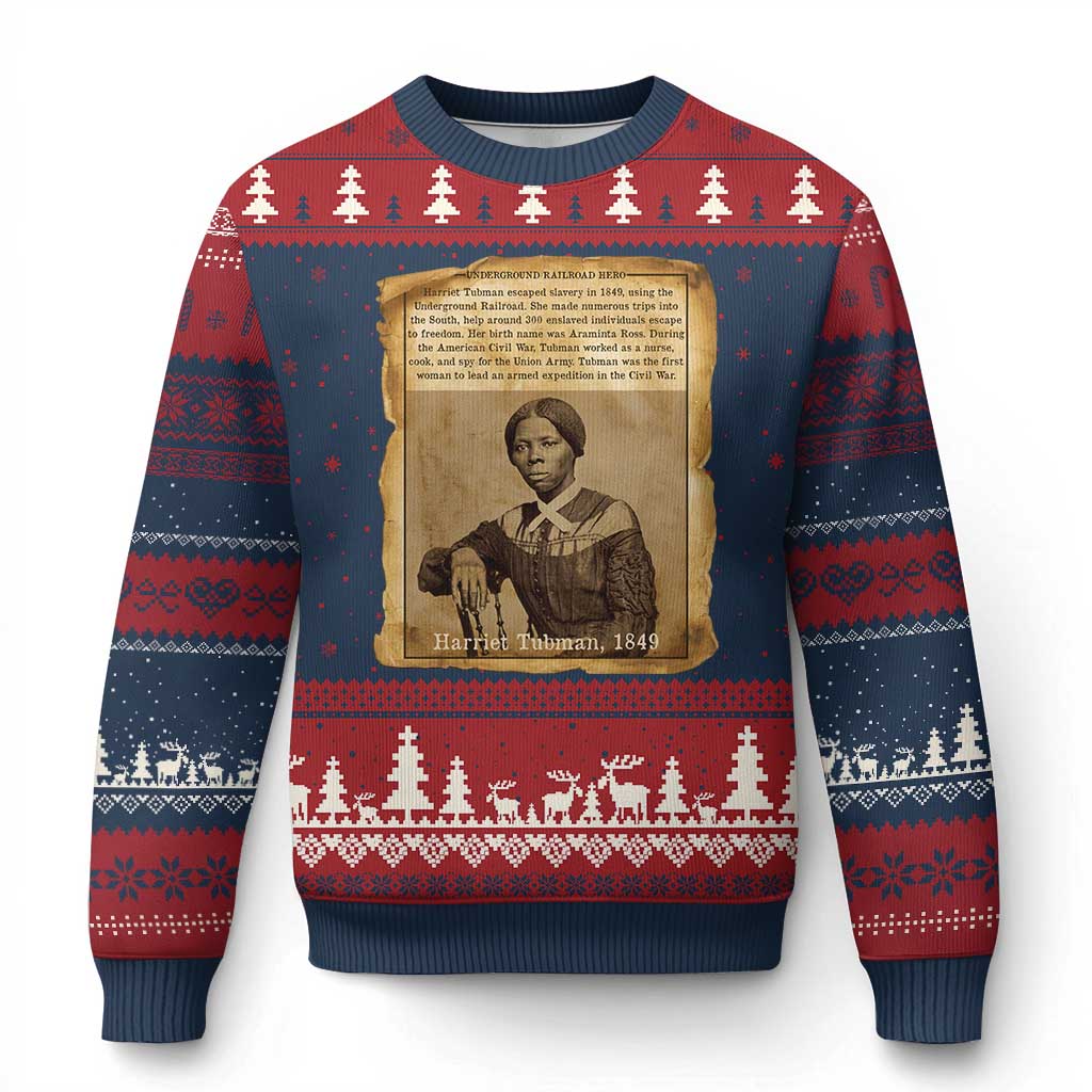 Harriet Tubman Tribute Ugly Christmas Sweater Civil Rights Leader Black History Gift - Wonder Print Shop