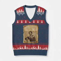 Harriet Tubman Tribute V-Neck Knit Sweater Vest Civil Rights Leader Black History Gift - Wonder Print Shop