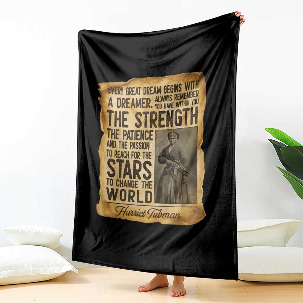 Harriet Tubman Quote Throw Blanket Strength Patience Passion To Change The World