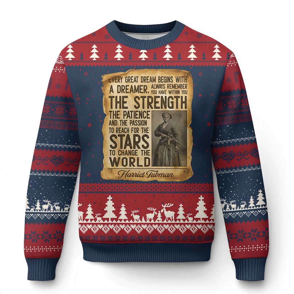 Harriet Tubman Quote Ugly Christmas Sweater Strength Patience Passion To Change The World