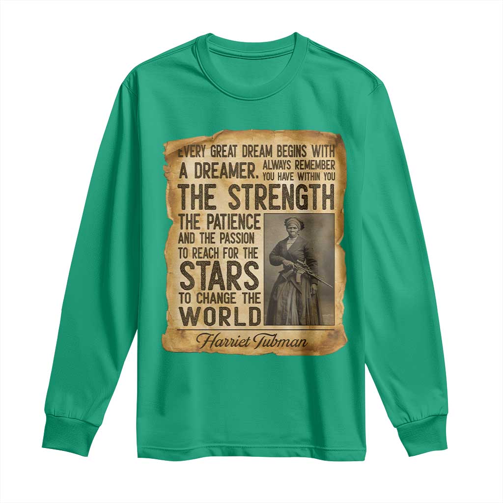 Harriet Tubman Quote Long Sleeve Shirt Strength Patience Passion To Change The World