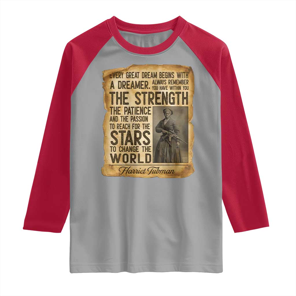 Harriet Tubman Quote Raglan Shirt Strength Patience Passion To Change The World