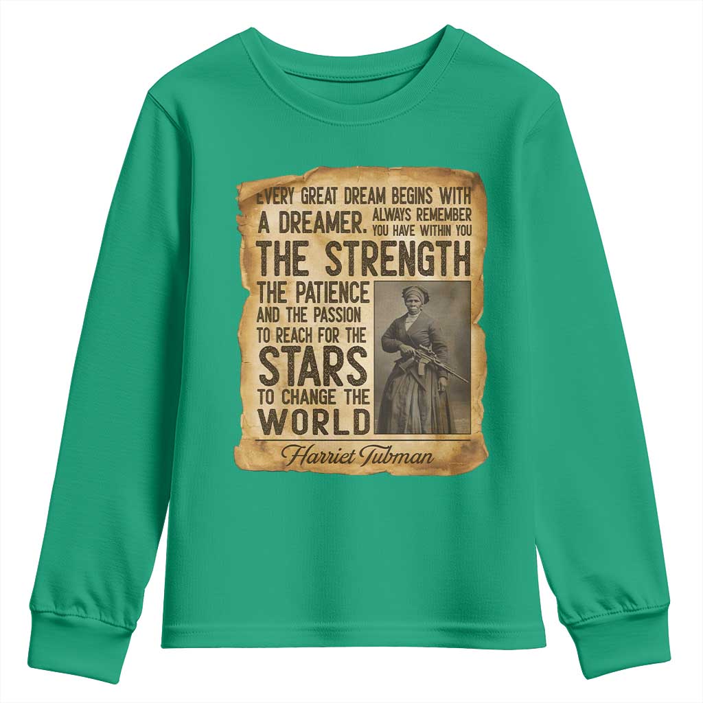 Harriet Tubman Quote Youth Sweatshirt Strength Patience Passion To Change The World