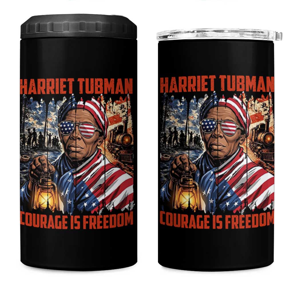 Harriet Tubman Courage Is Freedom 4 in 1 Can Cooler Tumbler Black History Gift - Wonder Print Shop