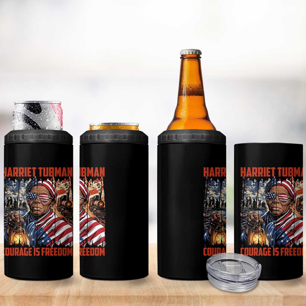 Harriet Tubman Courage Is Freedom 4 in 1 Can Cooler Tumbler Black History Gift - Wonder Print Shop