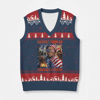 Harriet Tubman Courage Is Freedom V-Neck Knit Sweater Vest Black History Gift - Wonder Print Shop