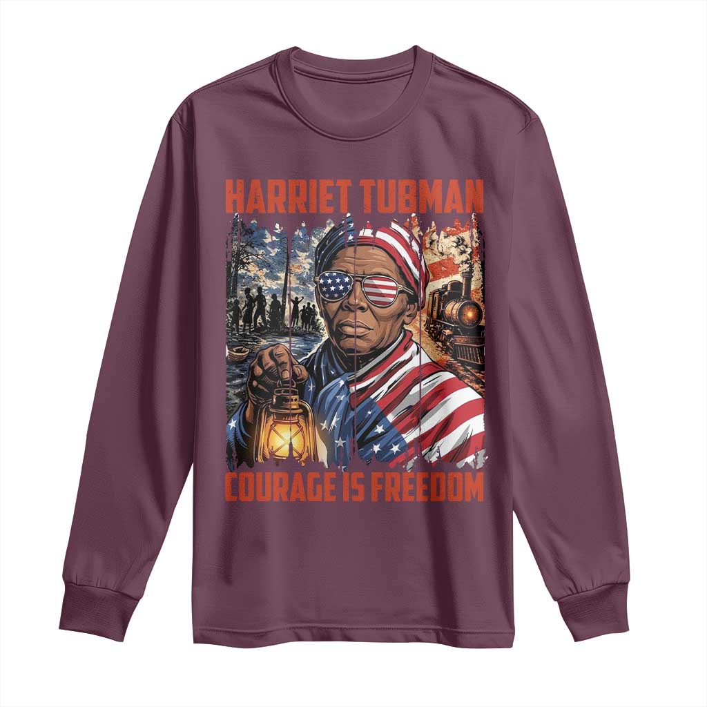 Harriet Tubman Courage Is Freedom Long Sleeve Shirt Black History Gift - Wonder Print Shop