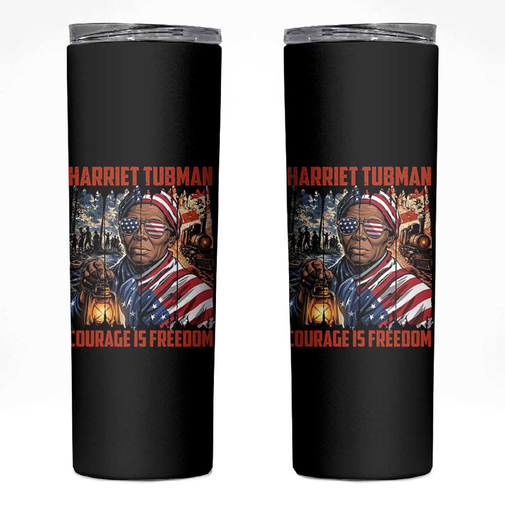 Harriet Tubman Courage Is Freedom Skinny Tumbler Black History Gift - Wonder Print Shop