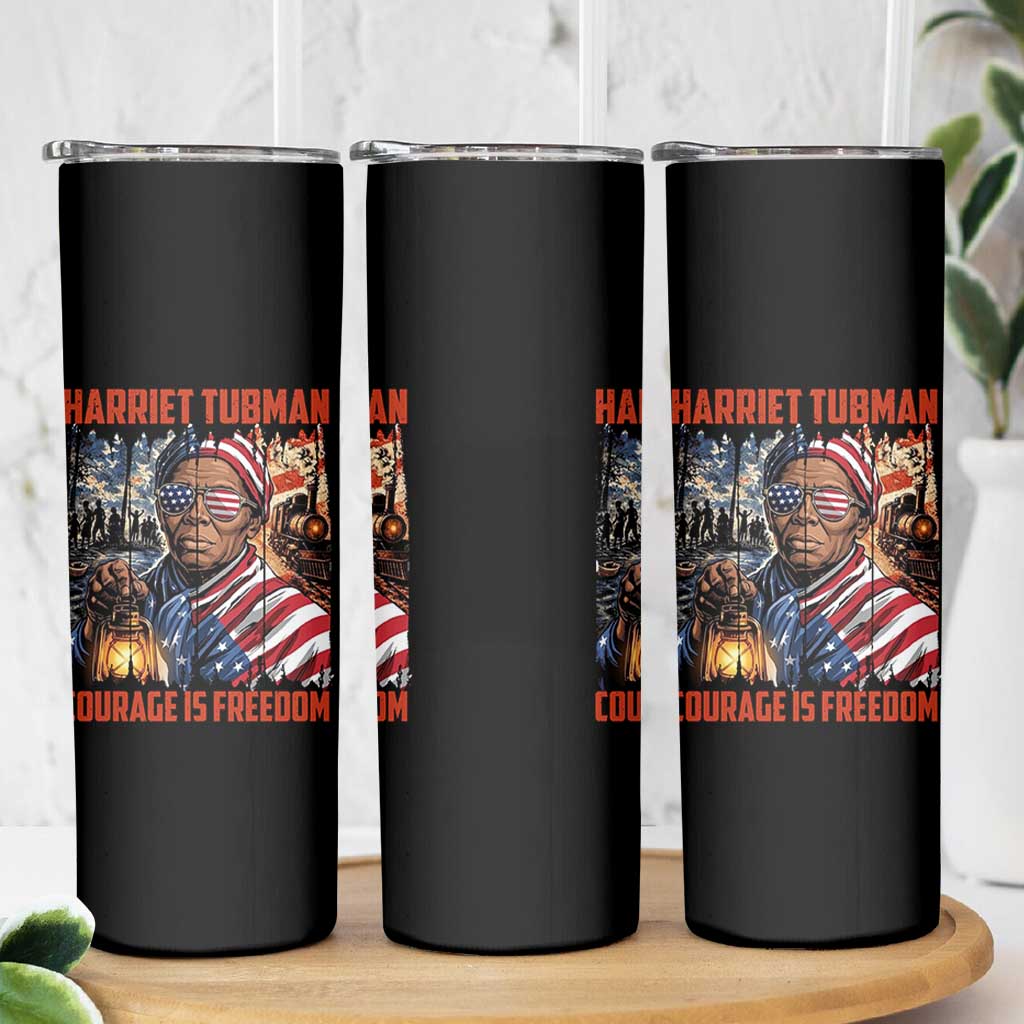 Harriet Tubman Courage Is Freedom Skinny Tumbler Black History Gift - Wonder Print Shop