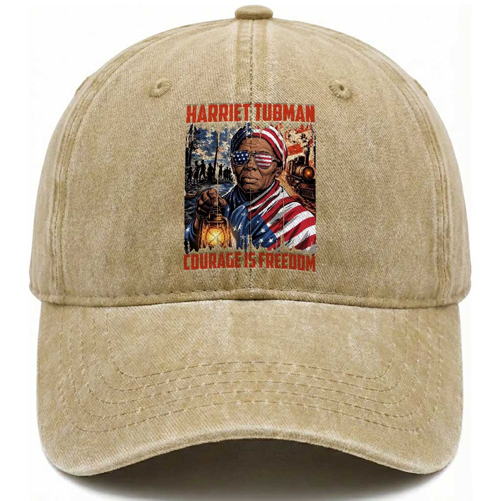 Harriet Tubman Courage Is Freedom Washed Cotton Baseball Cap Black History Gift