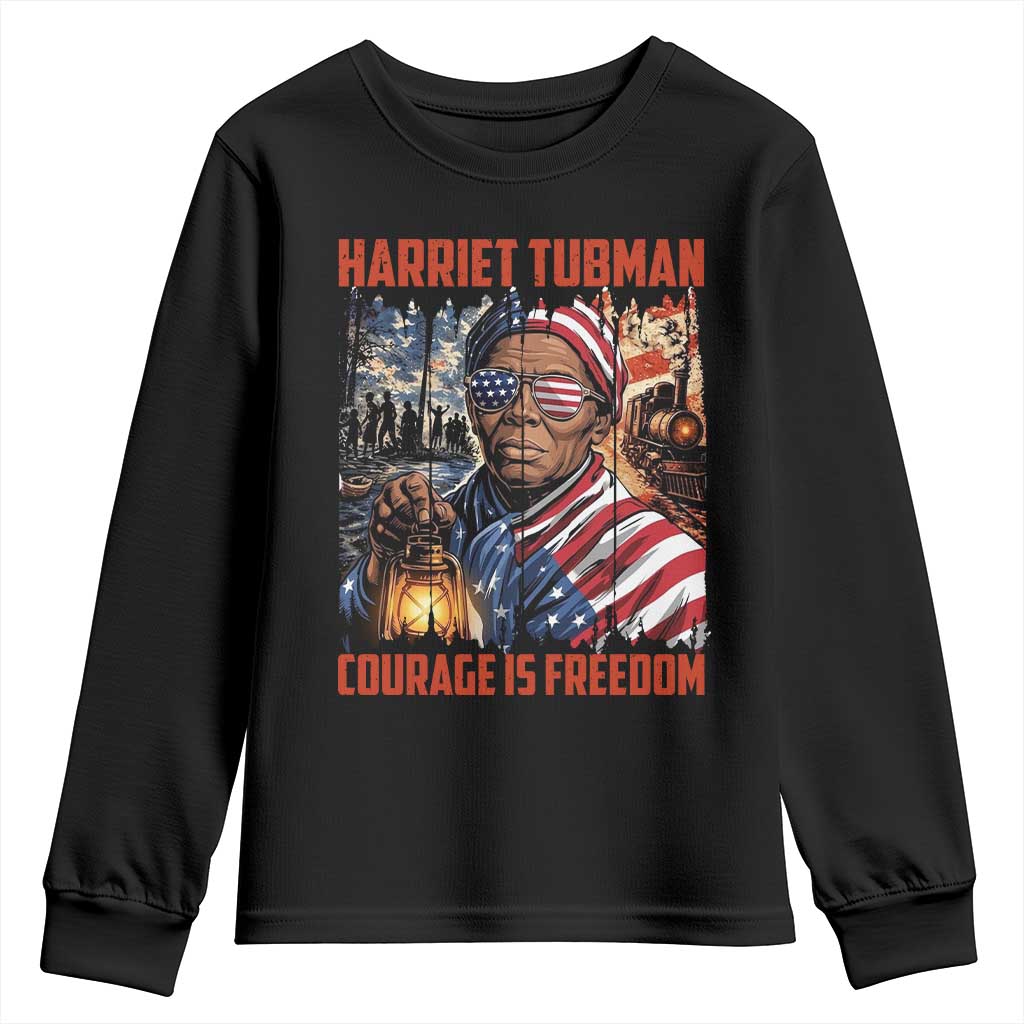 Harriet Tubman Courage Is Freedom Youth Sweatshirt Black History Gift - Wonder Print Shop