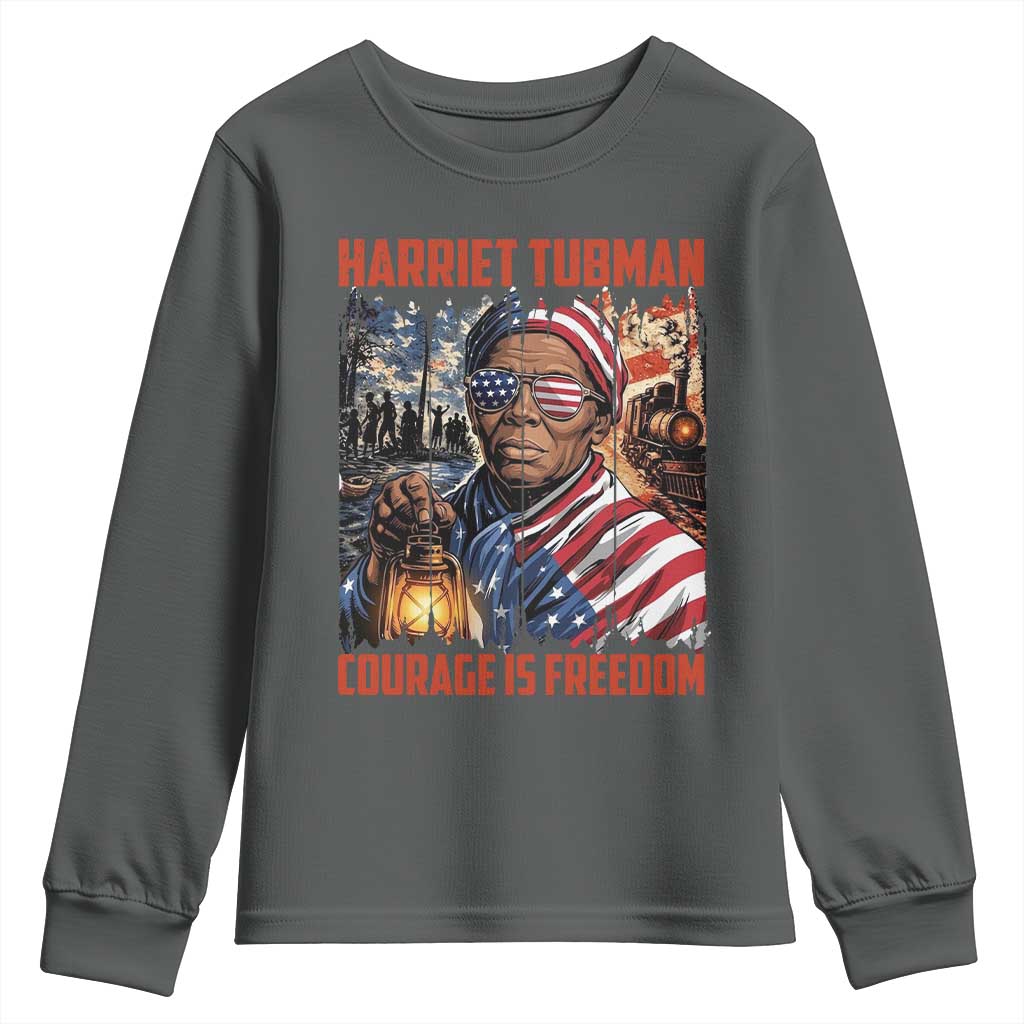 Harriet Tubman Courage Is Freedom Youth Sweatshirt Black History Gift - Wonder Print Shop