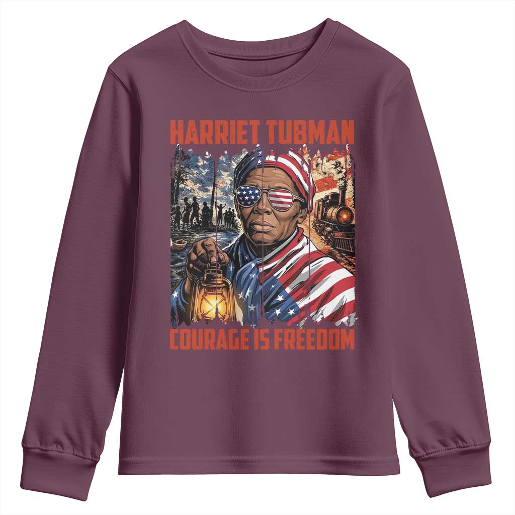 Harriet Tubman Courage Is Freedom Youth Sweatshirt Black History Gift - Wonder Print Shop