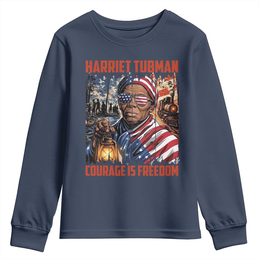 Harriet Tubman Courage Is Freedom Youth Sweatshirt Black History Gift - Wonder Print Shop
