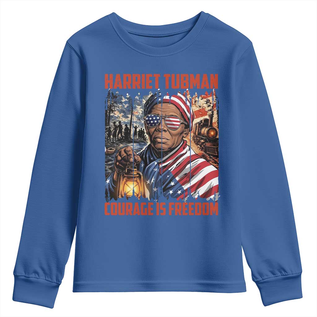 Harriet Tubman Courage Is Freedom Youth Sweatshirt Black History Gift - Wonder Print Shop
