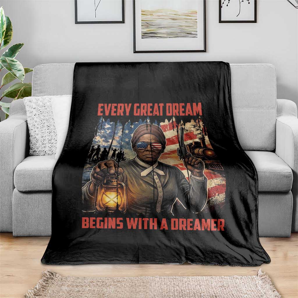 Harriet Tubman Quote Throw Blanket Every Great Dream Begins With A Dreamer - Wonder Print Shop