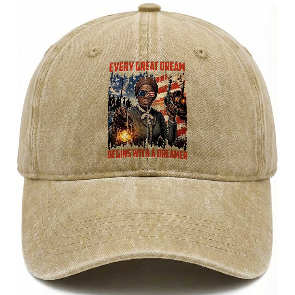 Harriet Tubman Quote Washed Cotton Baseball Cap Every Great Dream Begins With A Dreamer