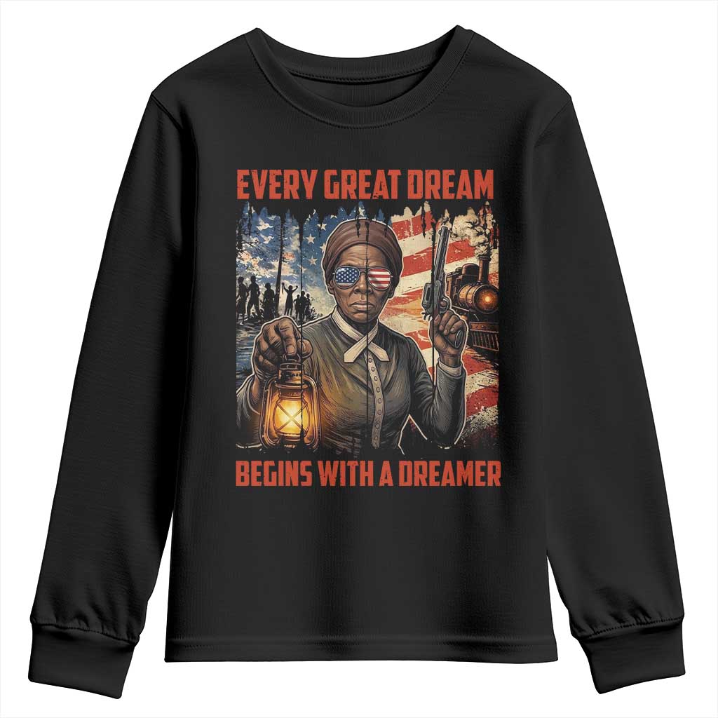 Harriet Tubman Quote Youth Sweatshirt Every Great Dream Begins With A Dreamer - Wonder Print Shop