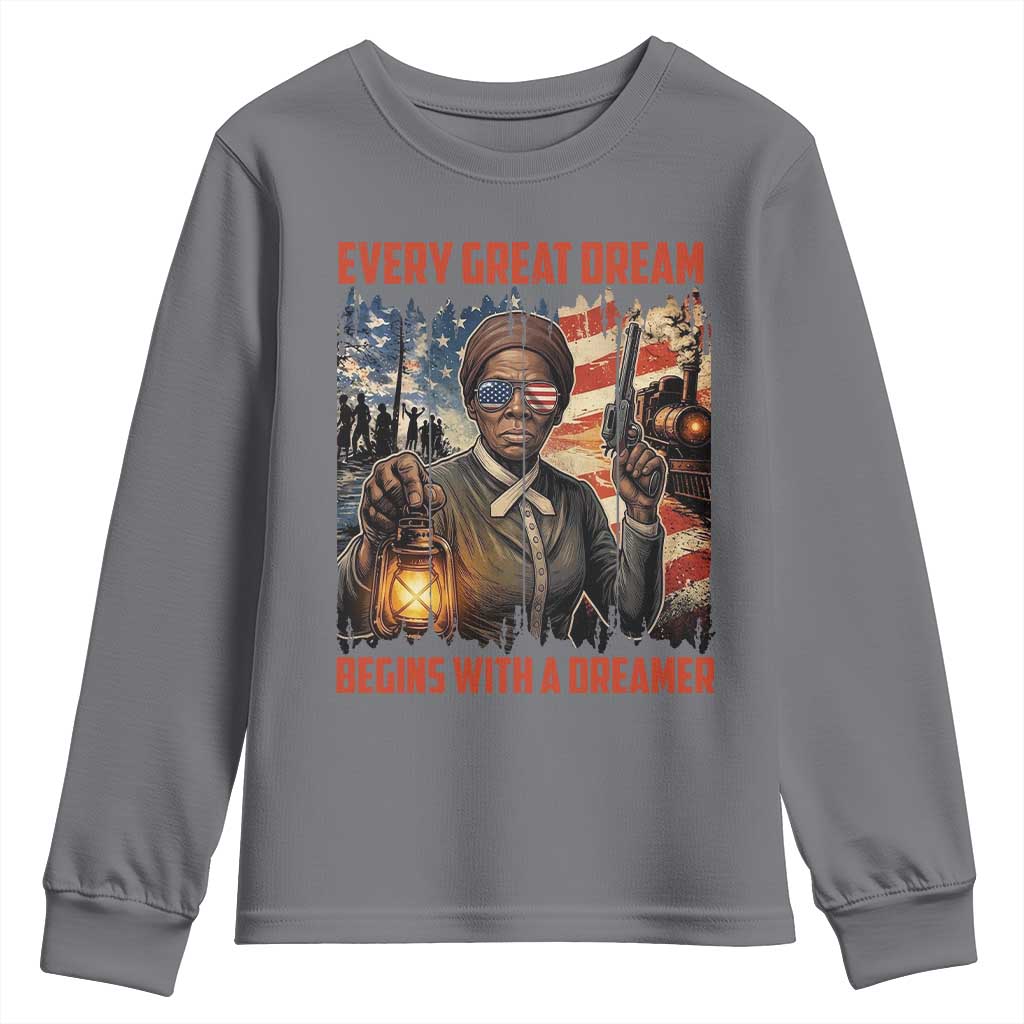 Harriet Tubman Quote Youth Sweatshirt Every Great Dream Begins With A Dreamer - Wonder Print Shop