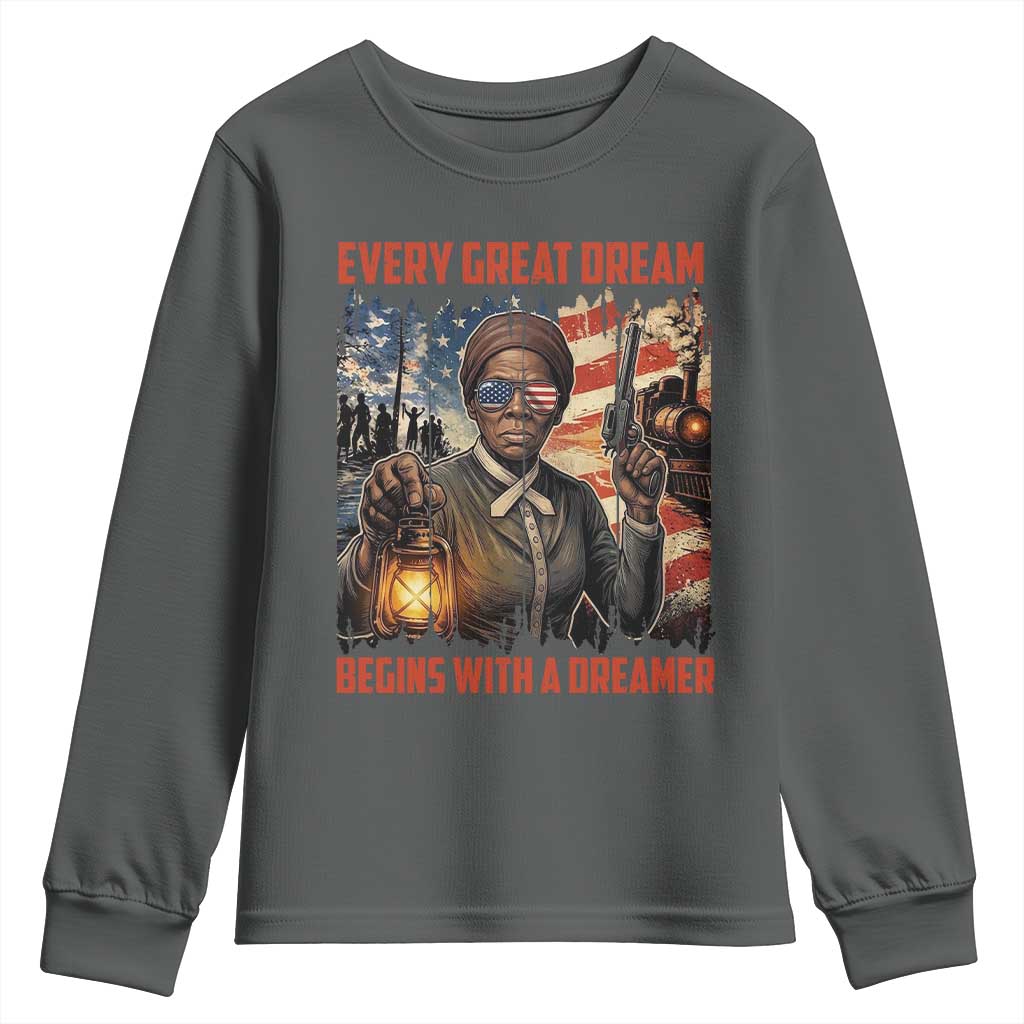 Harriet Tubman Quote Youth Sweatshirt Every Great Dream Begins With A Dreamer - Wonder Print Shop