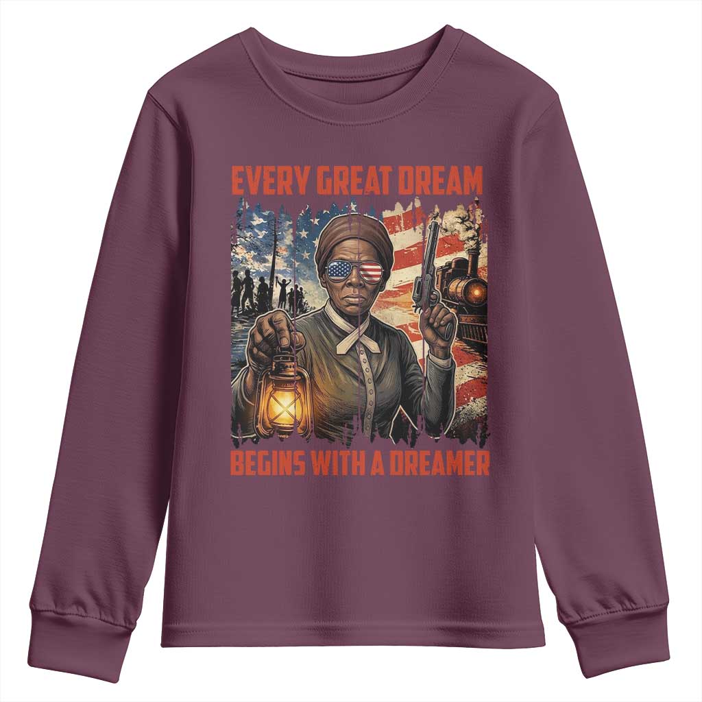 Harriet Tubman Quote Youth Sweatshirt Every Great Dream Begins With A Dreamer - Wonder Print Shop