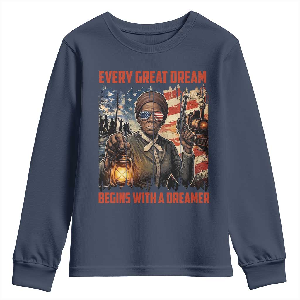 Harriet Tubman Quote Youth Sweatshirt Every Great Dream Begins With A Dreamer - Wonder Print Shop