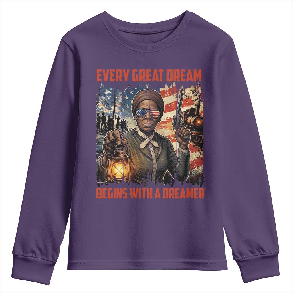 Harriet Tubman Quote Youth Sweatshirt Every Great Dream Begins With A Dreamer - Wonder Print Shop