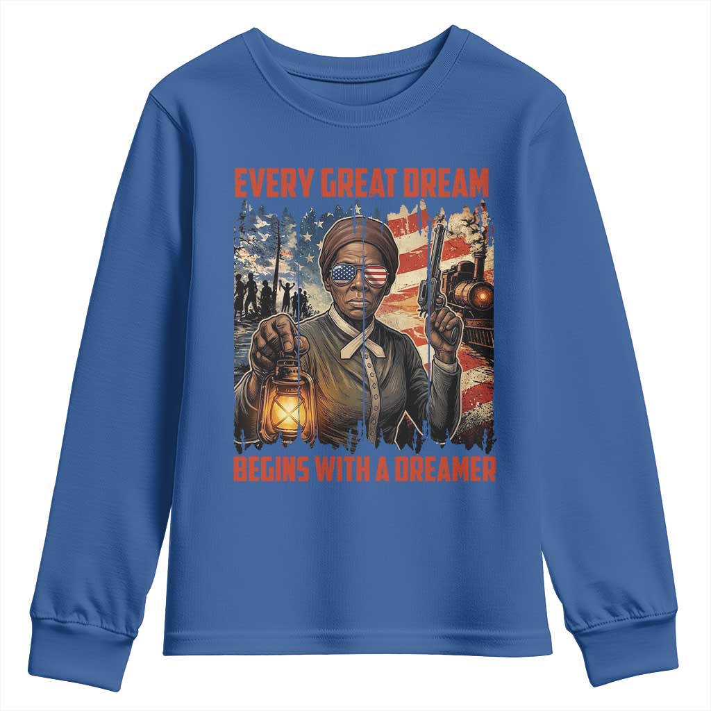 Harriet Tubman Quote Youth Sweatshirt Every Great Dream Begins With A Dreamer - Wonder Print Shop