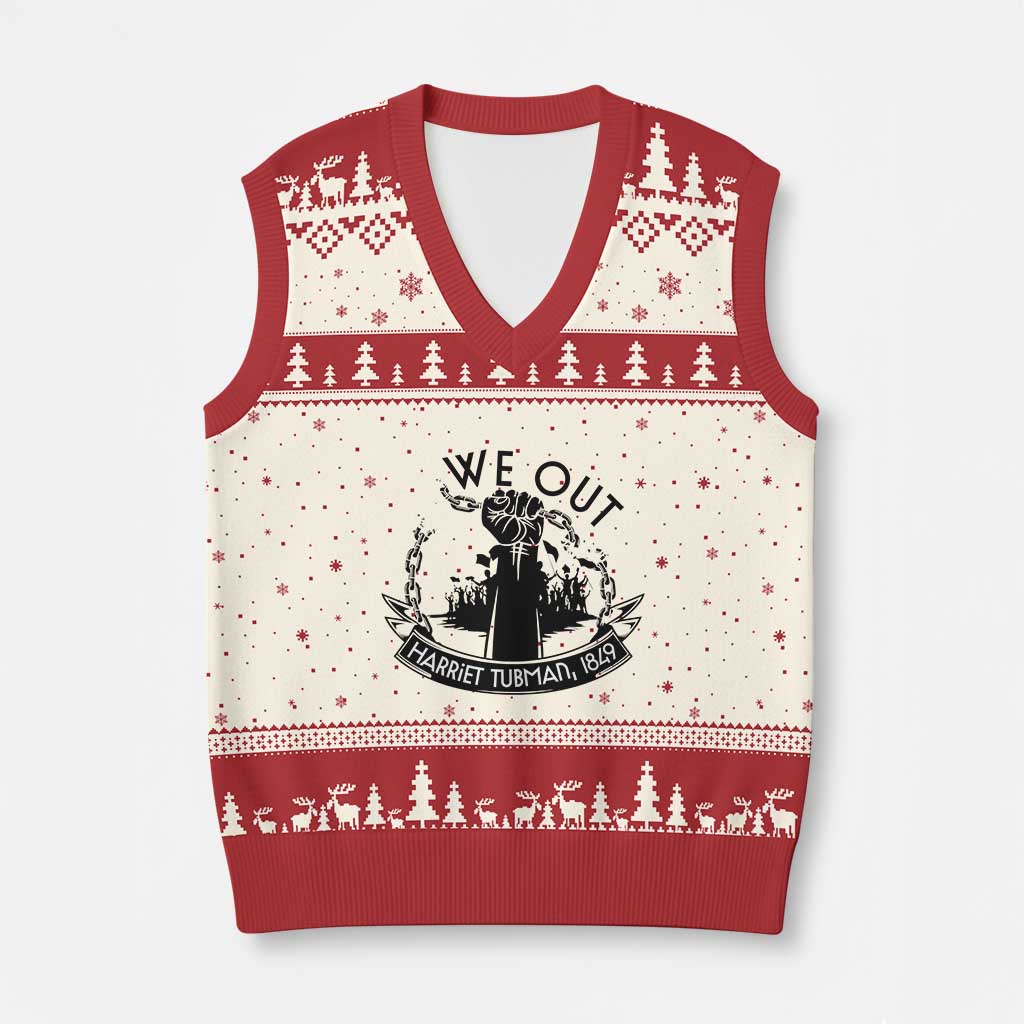 Harriet Tubman V-Neck Knit Sweater Vest We Out Breaking The Chains Iconic Legacy Gift