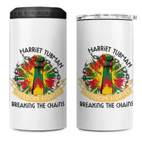 Harriet Tubman 4 in 1 Can Cooler Tumbler Underground Railroad Hero Breaking Chains