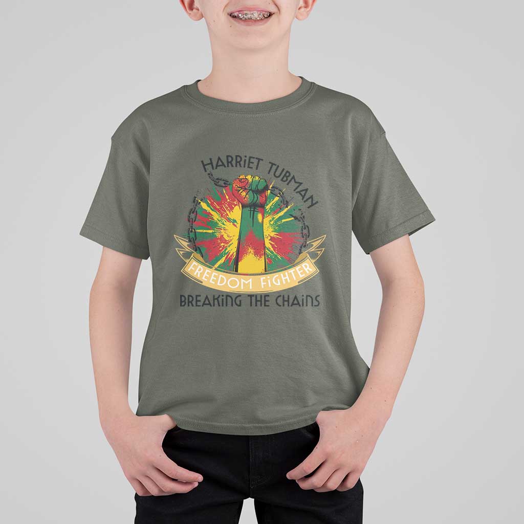 Harriet Tubman T Shirt For Kid Underground Railroad Hero Breaking Chains