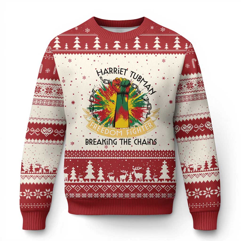 Harriet Tubman Ugly Christmas Sweater Underground Railroad Hero Breaking Chains