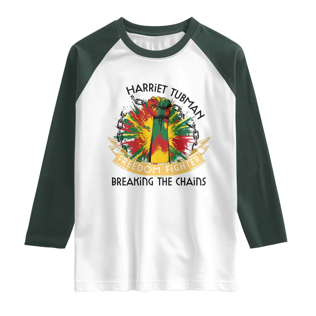 Harriet Tubman Raglan Shirt Underground Railroad Hero Breaking Chains
