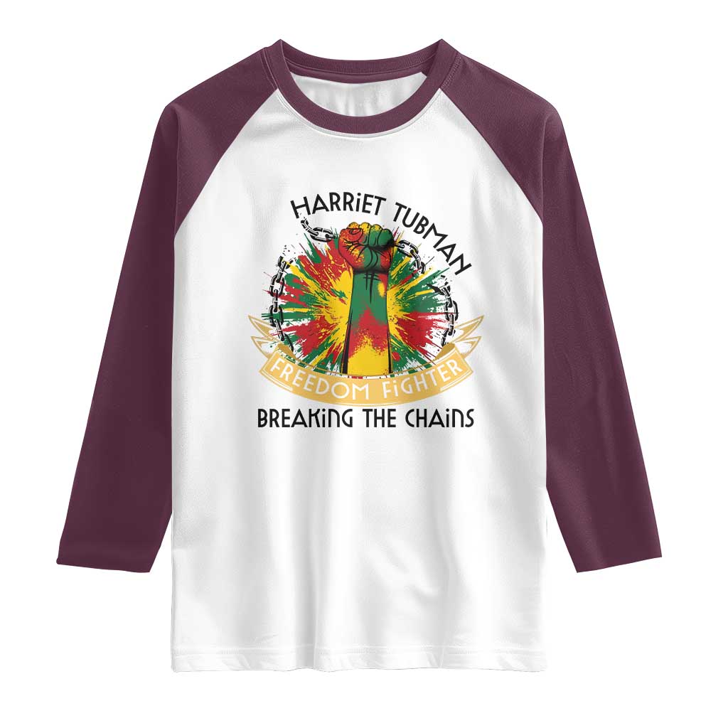 Harriet Tubman Raglan Shirt Underground Railroad Hero Breaking Chains