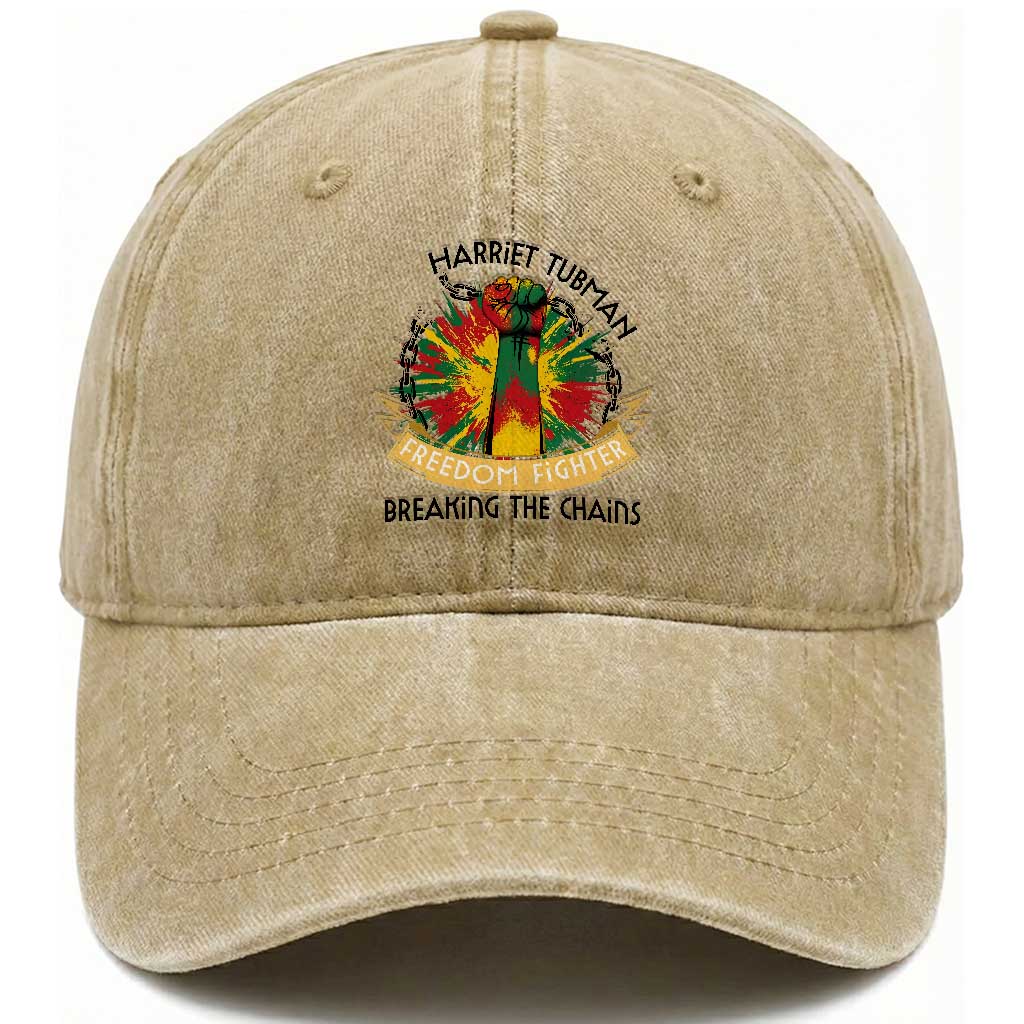 Harriet Tubman Washed Cotton Baseball Cap Underground Railroad Hero Breaking Chains